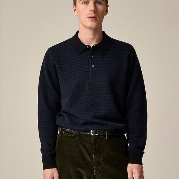 J crew Cashmere collared sweater in houndstooth jacquard - Picture 1 of 5